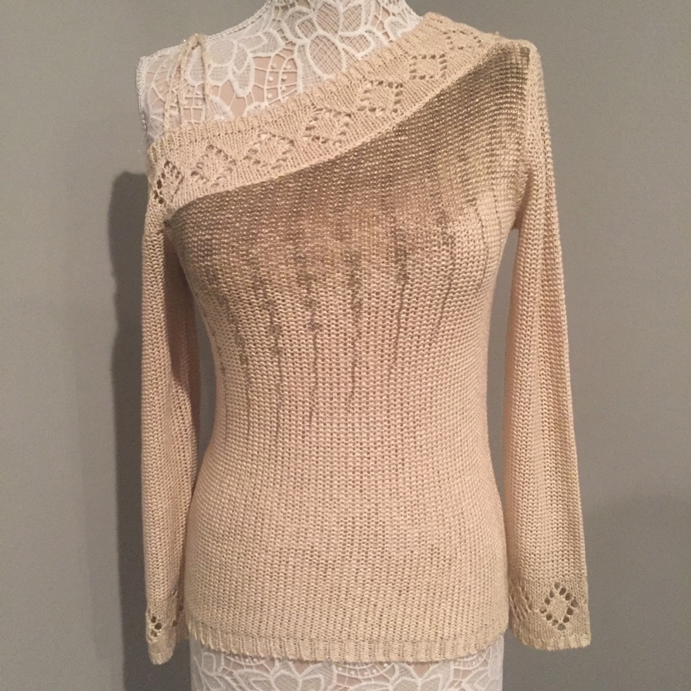 BCBGMaxAzria One Shoulder  Knit Sweater